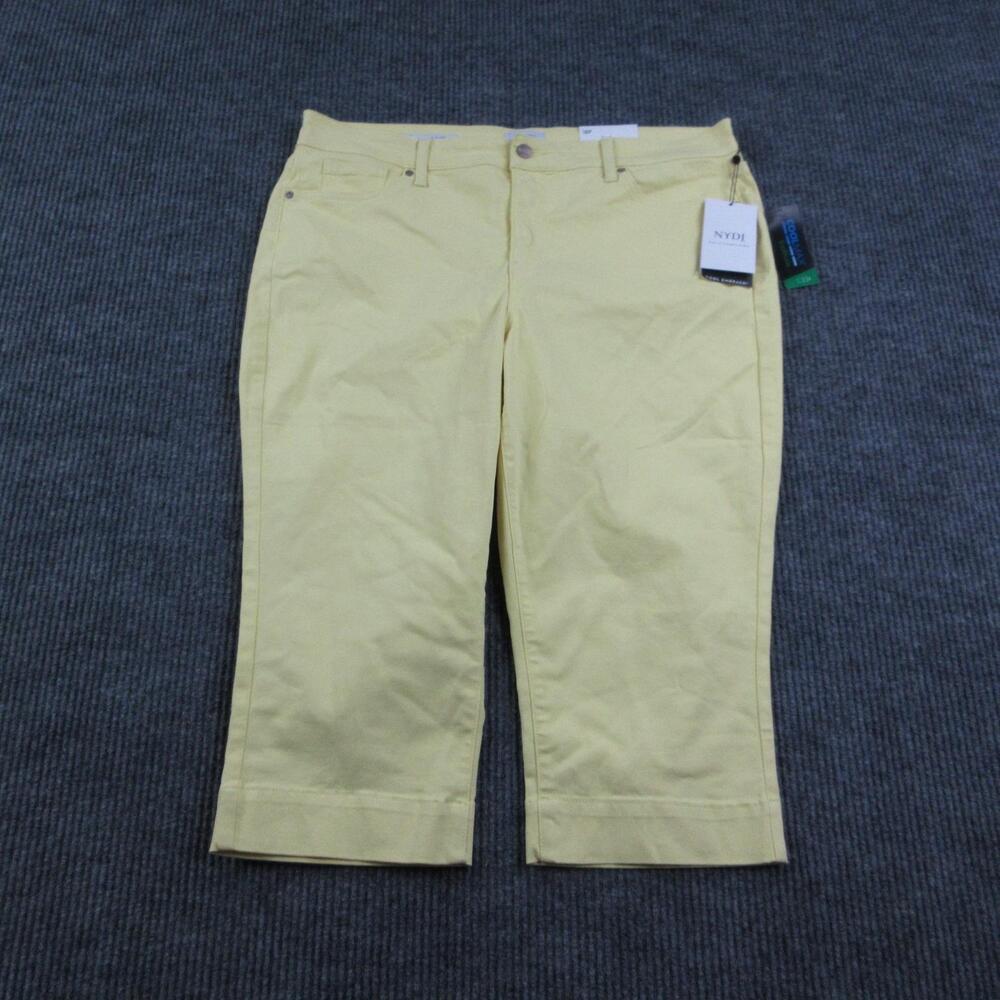 NYDJ Pants Womens 18P Yellow Marilyn Capri Stretch Pockets CoolMax 38x19* NWT